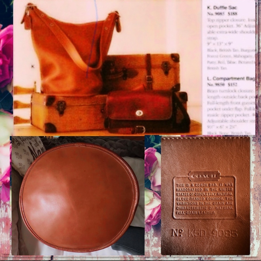 COACH BRITISH TAN LEATHER XL DUFFLE FEED SAC BUCKET BAG 9085 - Picture 17 of 17